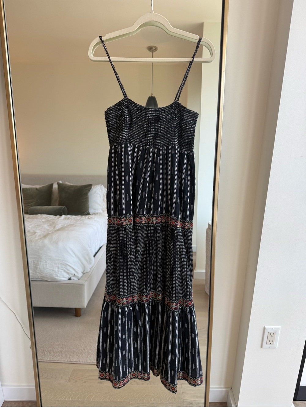Zara Black Maxi Dress with Red Accent Trim